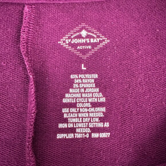 St Johns Bay Womens Large Purple Long Sleeve Asymmetrical Hem Knit Top - Picture 3 of 3